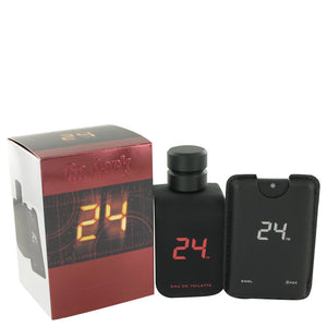 24 Go Dark The Fragrance Eau De Toilette Spray + .8 oz Mini Pocket Spray By ScentStory For Men